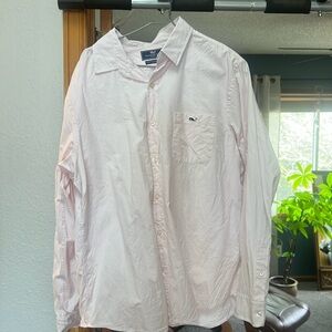Vineyard vines, pink and white striped dress shirt in great shape size large
